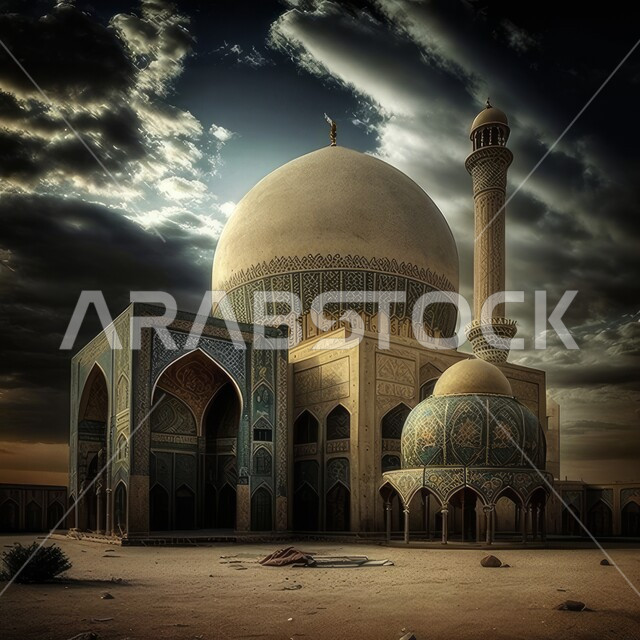 3D Islamic background, creative designs for an Islamic mosque, Islamic decorations, Islamic designs and decorations, 3D mosque, Islamic and worship