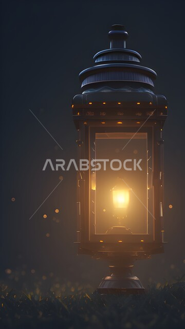 صورة مقربة لمصباح معدني مضيء، فانوس معدني متوهج، ضوء معدني مشتعل، خلفية سوداء