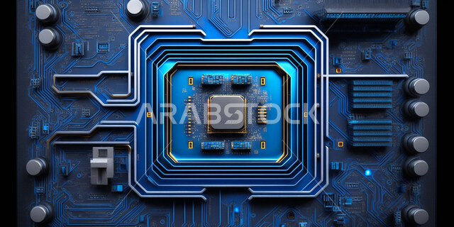 3D electronic chips, future technology and digital development, luminous computer chip, semiconductor, radiant digital background