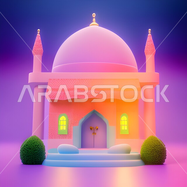 قوالب ثلاثية الابعاد لمسجد بتصاميم هندسية ، ديكورات وتصاميم اسلامية، مجسمات وتحف رمضانية ، خلفيات رمضان ، اسلاميات وعبادة , خلفية نهدية . 