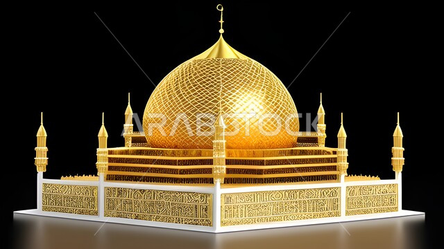 خلفية رمضانية, مجسم ثلاثي الابعاد لمسجد مضيء, ديكورات اسلامية، ثري دي, تصاميم اسلامية، مجسمات اسلامية متوهجة، زخرفات اسلامية,  ديكورات رمضانية، خلفية سوداء