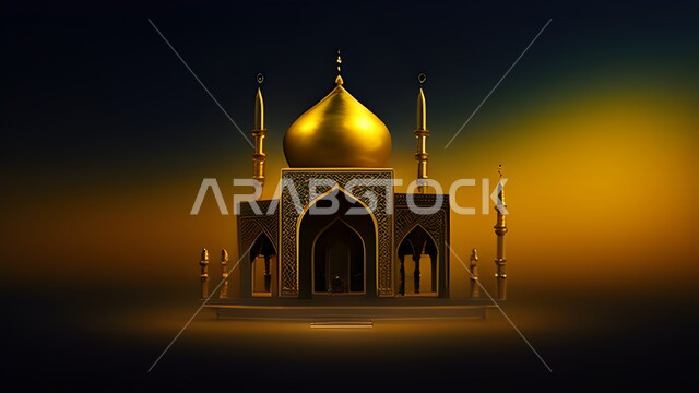 أجواء رمضانية, مجسم ثلاثي الابعاد لمسجد مضيء, ديكورات اسلامية، ثري دي, تصاميم اسلامية، مجسمات اسلامية متوهجة، زخرفات اسلامية, ديكورات رمضانية، خلفية رمضانية,  خلفية سوداء