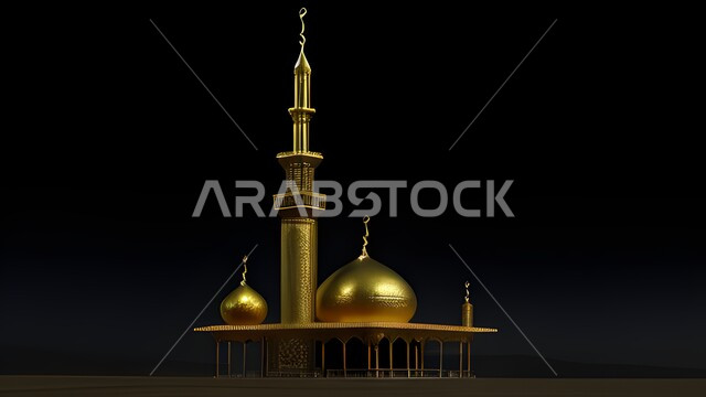 مآذن مزخرفة, مجسم ثلاثي الابعاد لمسجد مضيء, ديكورات اسلامية، ثري دي, أجواء رمضانية, تصاميم اسلامية، مجسمات اسلامية متوهجة، زخرفات اسلامية,  ديكورات رمضانية، خلفية رمضانية، خلفية سوداء