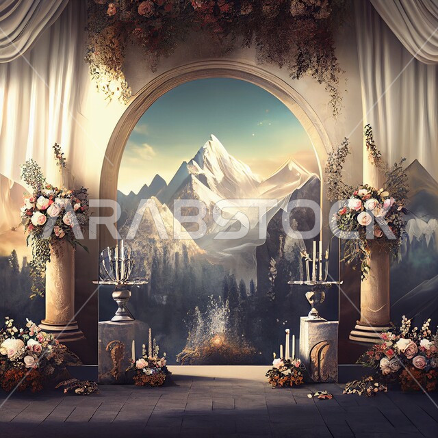 كوش افراح في قاعات الإحتفالات والمناسبات, منصة عرض للأفراح والأعراس, تصاميم وديكورات بالزهور والوروود, صالات الزواجات والمناسبات السعيده, خلفيات زهور الزينه