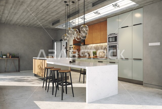 شقق سكنية بتصاميم عصرية، مطبخ عصري فاخر، تصاميم وديكورات داخلية، تصميم هندسي معماري حديث