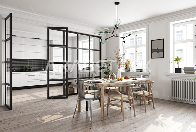 شقق سكنية بتصاميم عصرية، مطبخ عصري فاخر، تصاميم وديكورات داخلية، تصميم هندسي معماري حديث