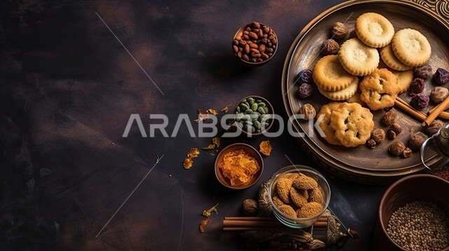 A table with dates and coffee beans and a bowl of dates