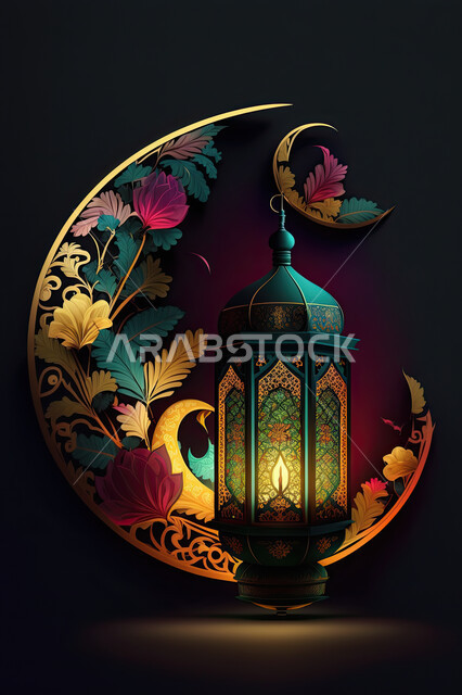 فانوس وإضاءه ملونه، تحف واكسسوارات شهر رمضان المبارك ، زينة وأنوار للاعياد والمناسبات، أجواء سعيده ، عساكم من عواده ، قدوم شهر الخير ، خلفيه ملونه