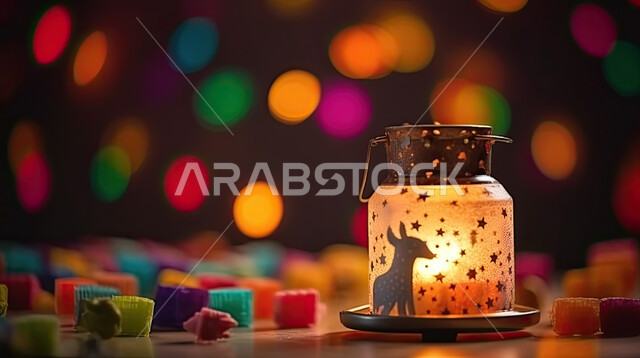قدوم شهر الخير ،تحف واكسسوارات شهر رمضان المبارك ، فانوس وإضاءه ملونه، زينة وأنوار للاعياد والمناسبات، أجواء سعيده ، عساكم من عواده ، خلفيه ملونه