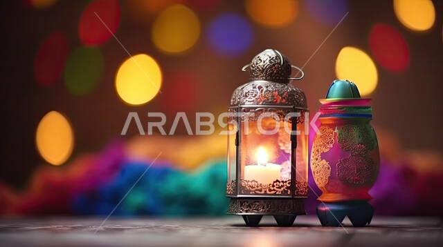 قدوم شهر الخير ،تحف واكسسوارات شهر رمضان المبارك ، فانوس وإضاءه ملونه، زينة وأنوار للاعياد والمناسبات، أجواء سعيده ، عساكم من عواده ، خلفيه ملونه