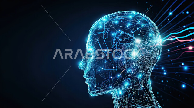 Smart robot, 3D model of a robot with high technology and technology, advances in artificial intelligence, 3D graphics, programming and updating of artificial intelligence technology, advanced robots, future technology, digital transformation.