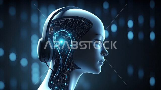 Smart robot, 3D model of a robot with high technology and technology, advances in artificial intelligence, 3D graphics, programming and updating of artificial intelligence technology, advanced robots, future technology, digital transformation.