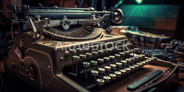 صورة مقربة لآلة كاتبة يدوية قديمة جدا, كتابة النصوص والكتب,آلة كاتبة كلاسيكية قديمة .