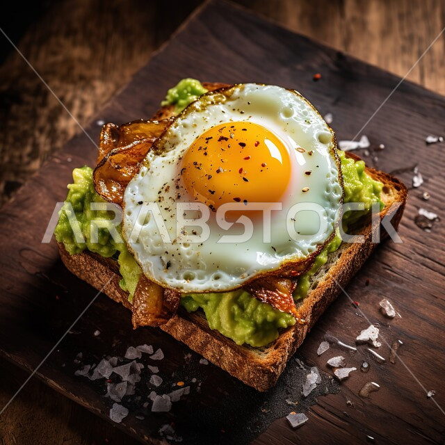  بيض الدواجن المقلي الشهي المزين بالتوابل، وجبات صحيه, وجبات الطعام السريعة, بروتين حيواني, فطور صباحي