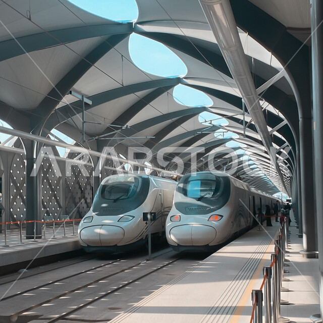 خط كهربائي يربط بين مكة المكرمة والمدينة المنورة، قطار الحرمين السريع في مكة المكرمة بالمملكة العربية السعودية، محطة سكة حديد الحرمين في مكة المكرمة، سكة حديدية، خط سريع، وسائل النقل والمواصلات