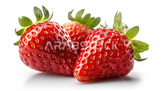 A group of fresh strawberries, ripe fruits, healthy and delicious ...