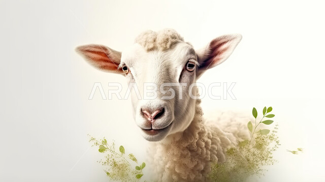 صوره مقربه لخروف ابيض , غنم عيد الأضحى المبارك, كبش أليف, تربية المواشي والحيوانات في المحميات الطبيعيه, خلفية بيضاء