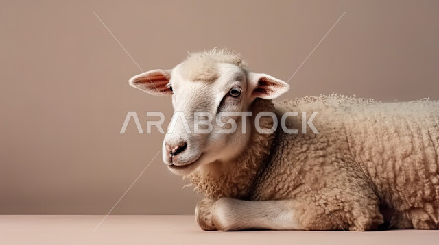 صوره مقربه لخروف ابيض , غنم عيد الأضحى المبارك, كبش أليف, تربية المواشي والحيوانات في المحميات الطبيعيه, خلفية بنيه