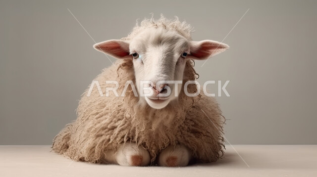 صوره مقربه لخروف ابيض , غنم عيد الأضحى المبارك, كبش أليف, تربية المواشي والحيوانات في المحميات الطبيعيه, خلفية رمادية