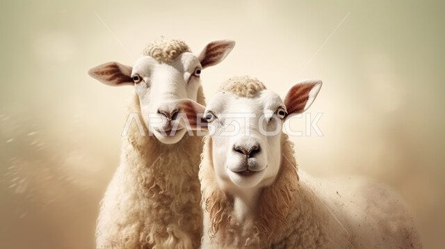 صوره مقربه لخاروفان بيض , غنم عيد الأضحى المبارك, كبش أليف, تربية المواشي والحيوانات في المحميات الطبيعيه, خلفية بيضاء
