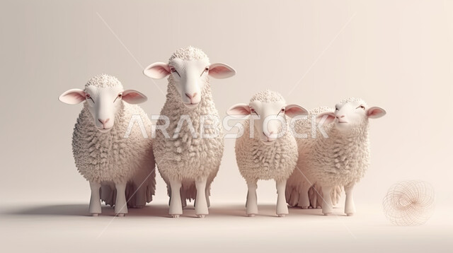 غنم عيد الأضحى المبارك, مجموعة من الخرفان البيض , تربية المواشي والحيوانات في المحميات الطبيعيه, كبش أليف, خلفية ملونة