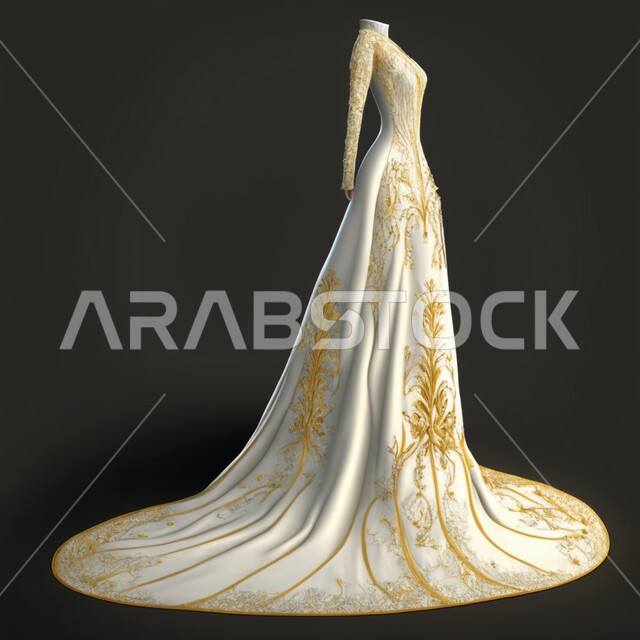 بدلة زواج فاخره للعروس، تصميم ثلاثي الابعاد لفستان زفاف ابيض، فساتين أنيقه للأفراح والاعراس، ازياء واكسسوارات بتصاميم عصرية نسائية، خلفيه سوداء