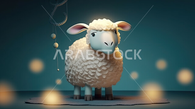 اجواء عيد الاضحى المبارك , خلفية الفوانيس مضيئه، كبش أليف, تربية المواشي والحيوانات في المحميات الطبيعيه