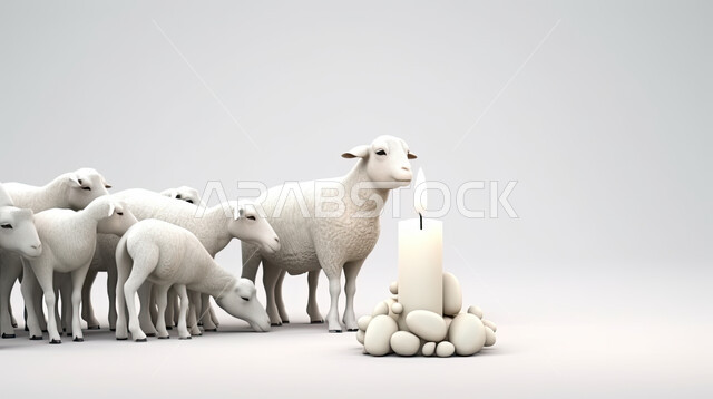 مجموعة من الخرفان البيض , تربية المواشي والحيوانات في المحميات الطبيعيه, غنم عيد الأضحى المبارك, كبش أليف, خلفية بيضاء
