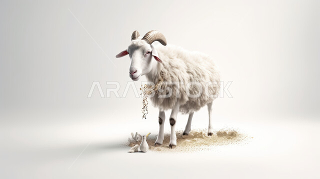 مجسمات ثري دي لحيوان الماعز الابيض  , تربية المواشي والحيوانات في المحميات الطبيعيه, غنم عيد الأضحى المبارك, كبش أليف, خلفية بيضاء