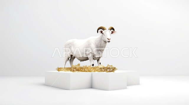 مجسمات ثري دي لحيوان الماعز الابيض  , تربية المواشي والحيوانات في المحميات الطبيعيه, غنم عيد الأضحى المبارك, كبش أليف, خلفية بيضاء