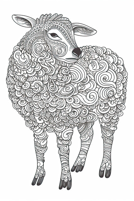 3D graphics of a sheep animal in the atmosphere of Eid Al-Adha, raising animals and livestock in a nature reserve, 3D graphics of a pet ram decorated with a white background