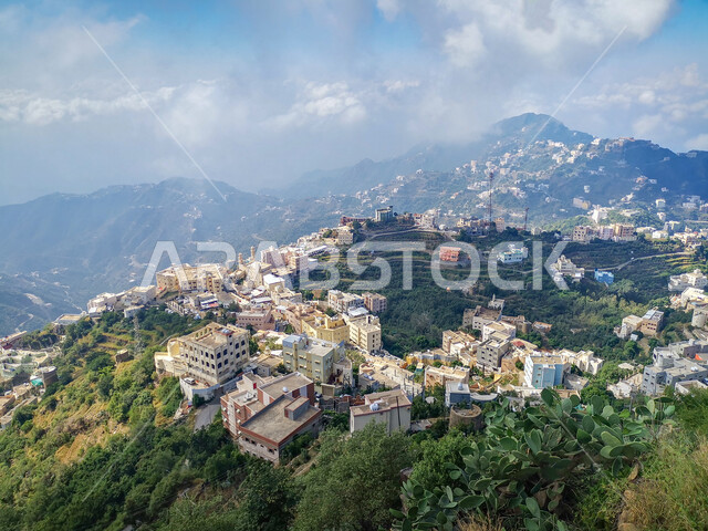 Al-Faifa Mountains in Jizan, southern Saudi Arabia, residential homes ...