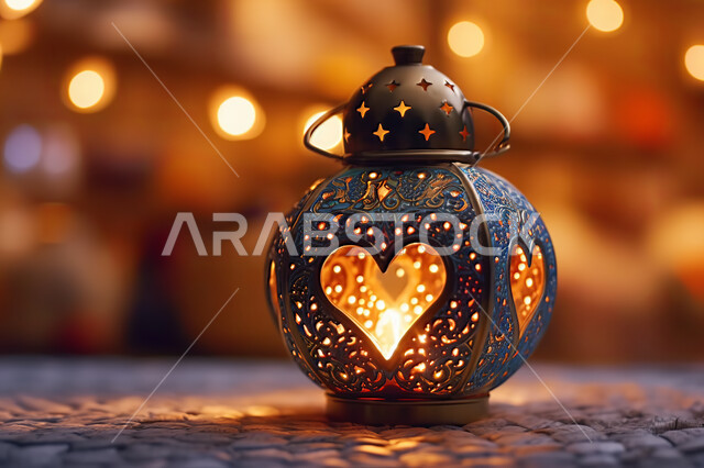 Colorful and ornate metal lanterns, luminous colored lantern designs, antiques and accessories for the blessed month of Ramadan, decorations and lights for holidays and occasions, may you return, the advent of the month of goodness, a colorful Islamic bac