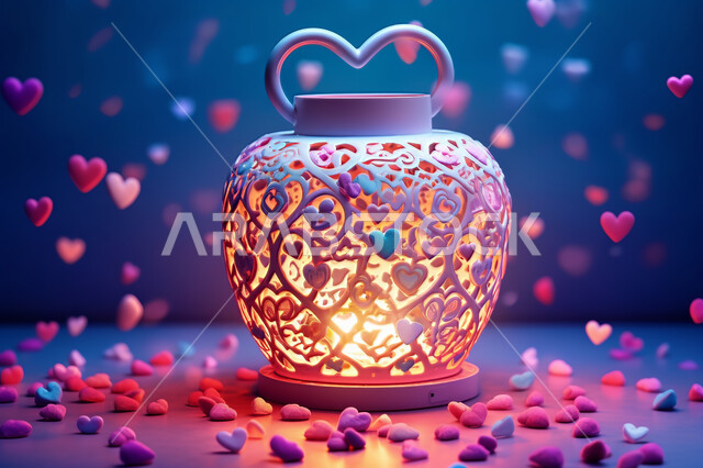 فوانيس معدنية ملونة و مزخرفة، تصاميم فوانيس ملونه مضيئه , تحف واكسسوارات شهر رمضان المبارك ،  زينة وأنوار للاعياد والمناسبات، عساكم من عواده ، قدوم شهر الخير ، خلفية اسلاميه ملونة