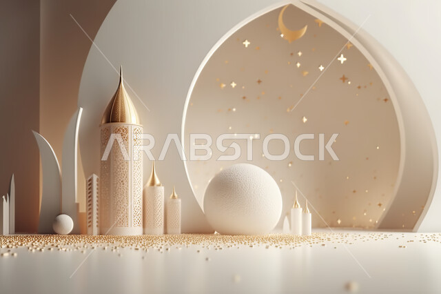 زينه الاعياد والمناسبات الدينية، مجسمات ثلاثية الأبعاد  لمساجد بيضاء , عساكم من عواده ، قدوم شهر الخير ، اسلاميات و عباده, خلفية زخارف اسلاميه ثري