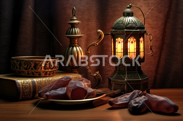 فانوس معدني مزخرف, إضاءة و زينة شهر رمضان ،مشاركة الاجواء الرمضانية ، وجبة افطار شهية و لذيذة ، شهر رمضان المبارك , خلفية اسلامية