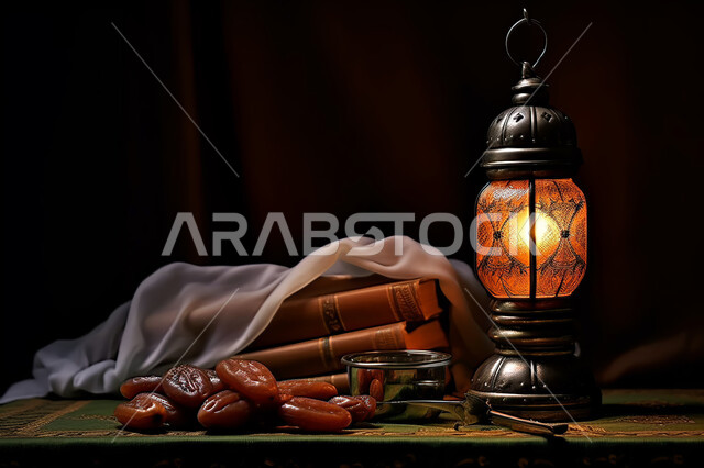 جلسات هادئة, فانوس معدني مزخرف, إضاءة و زينة شهر رمضان ،مشاركة الاجواء الرمضانية ،  وجبة افطار  لذيذة و شهية ، شهر رمضان المبارك , خلفية اسلامية