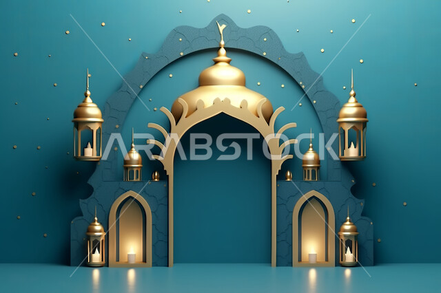 قدوم شهر الخير ،  مجسمات ثلاثية الابعاد  لمساجد وقبب بيضاء ،زينة الاعياد والمناسبات الدينية، عساكم من عواده ، اسلاميات و عباده, خلفية زخارف اسلاميه ثري دي