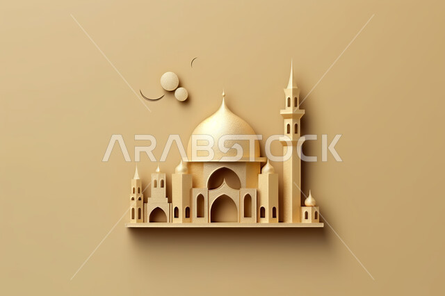 اسلاميات و عباده, مجسمات ثلاثية الابعاد  لمساجد وقبب ،زينة الاعياد والمناسبات الدينية، عساكم من عواده ، قدوم شهر الخير ، خلفية زخارف اسلاميه ثري دي