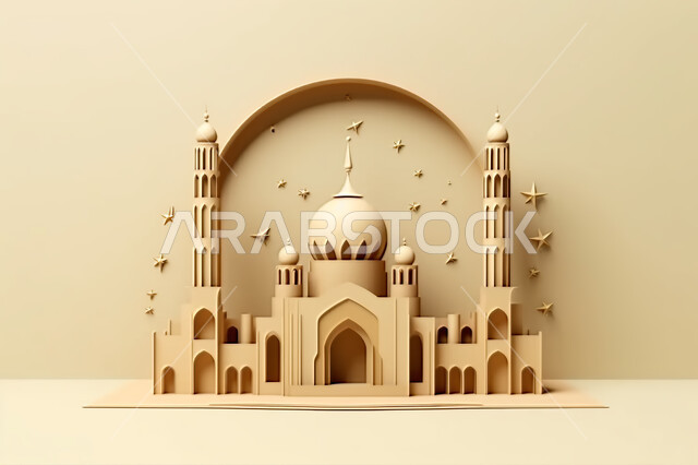 اسلاميات و عباده, مجسمات ثلاثية الابعاد  لمساجد وقبب ،زينة الاعياد والمناسبات الدينية، عساكم من عواده ، قدوم شهر الخير ، خلفية زخارف اسلاميه ثري دي