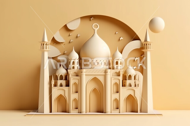 اسلاميات و عباده, مجسمات ثلاثية الابعاد  لمساجد وقبب ،زينة الاعياد والمناسبات الدينية، عساكم من عواده ، قدوم شهر الخير ، خلفية زخارف اسلاميه ثري دي