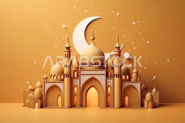 اسلاميات و عباده, مجسمات ثلاثية الابعاد  لمساجد وقبب ،زينة الاعياد والمناسبات الدينية، عساكم من عواده ، قدوم شهر الخير ، خلفية زخارف اسلاميه ثري دي