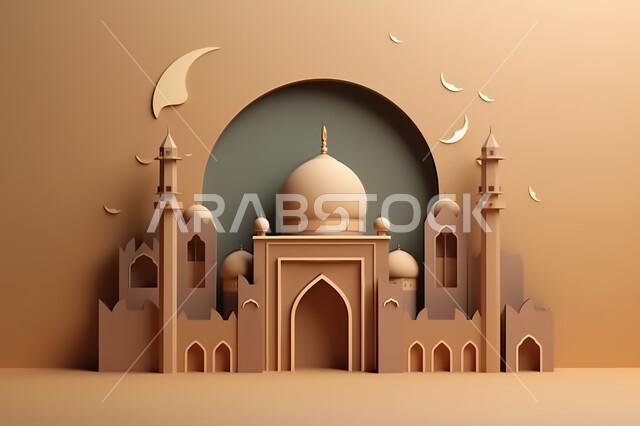 اسلاميات و عباده, مجسمات ثلاثية الابعاد  لمساجد وقبب ،زينة الاعياد والمناسبات الدينية، عساكم من عواده ، قدوم شهر الخير ، خلفية زخارف اسلاميه ثري دي