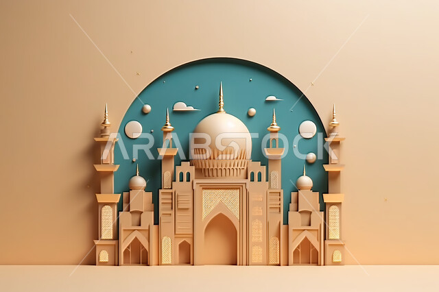 اسلاميات و عباده, مجسمات ثلاثية الابعاد  لمساجد وقبب ،زينة الاعياد والمناسبات الدينية، عساكم من عواده ، قدوم شهر الخير ، خلفية زخارف اسلاميه ثري دي