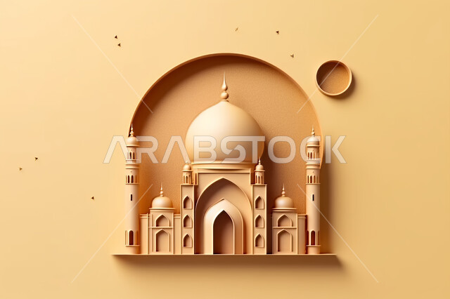 اسلاميات و عباده, مجسمات ثلاثية الابعاد  لمساجد وقبب ،زينة الاعياد والمناسبات الدينية، عساكم من عواده ، قدوم شهر الخير ، خلفية زخارف اسلاميه ثري دي