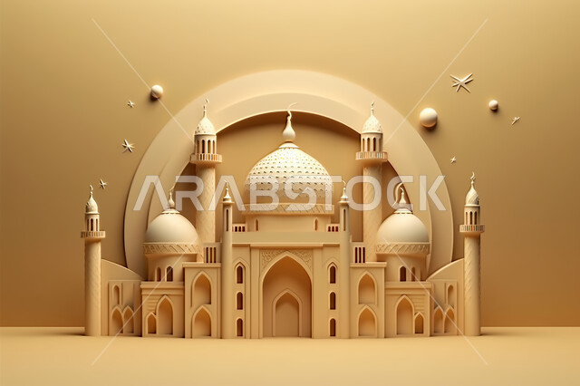 اسلاميات و عباده, مجسمات ثلاثية الابعاد  لمساجد وقبب ،زينة الاعياد والمناسبات الدينية، عساكم من عواده ، قدوم شهر الخير ، خلفية زخارف اسلاميه ثري دي