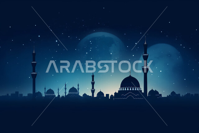 الفن الهندسي والمعماري للمساجد التاريخيه القديمه, منظر طبيعي للنجوم المتناثره في السماء ليلا, خلفيات مساجد اسلاميه في وضع الليل، تصميم مسجد اسلامي متميز ، العباده واداء الصلاه في المساجد، خلفيات وديكورات رمضانيه