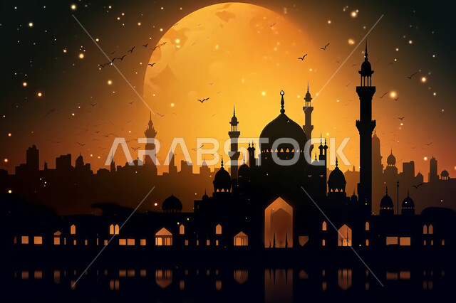 الفن الهندسي والمعماري للمساجد التاريخيه القديمه, منظر طبيعي للنجوم المتناثره في السماء ليلا, خلفيات مساجد اسلاميه في وضع الليل، تصميم مسجد اسلامي متميز ، العباده واداء الصلاه في المساجد، خلفيات وديكورات رمضانيه