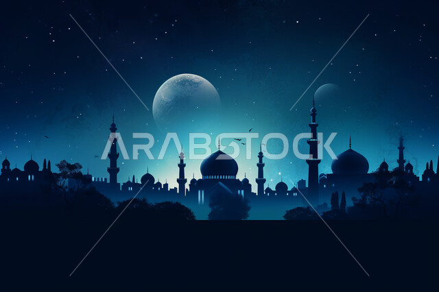 الفن الهندسي والمعماري للمساجد التاريخيه القديمه, منظر طبيعي للنجوم المتناثره في السماء ليلا, خلفيات مساجد اسلاميه في وضع الليل، تصميم مسجد اسلامي متميز ، العباده واداء الصلاه في المساجد، خلفيات وديكورات رمضانيه