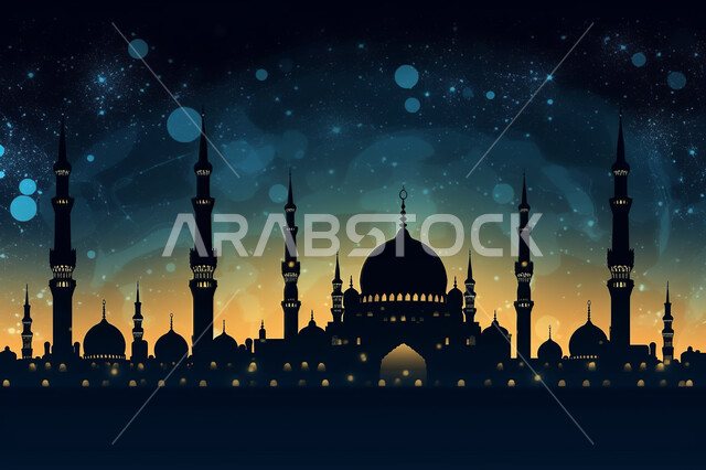 الفن الهندسي والمعماري للمساجد التاريخيه القديمه, منظر طبيعي للنجوم المتناثره في السماء ليلا, خلفيات مساجد اسلاميه في وضع الليل، تصميم مسجد اسلامي متميز ، العباده واداء الصلاه في المساجد، خلفيات وديكورات رمضانيه